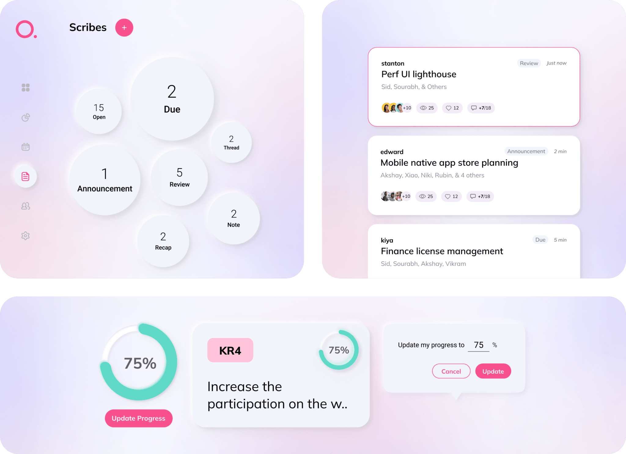 Exploration of neumorphic theme for the UI to give a three-dimensional, realistic effect but with a minimalist focus.