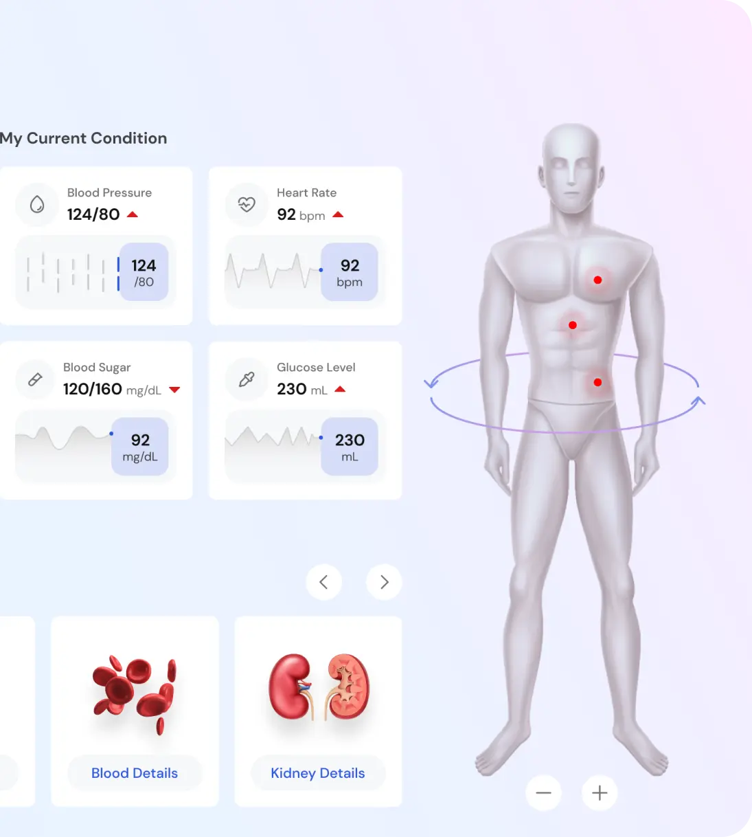 Snapshot of Health management app Snapshot of a health management app designed by Koru
