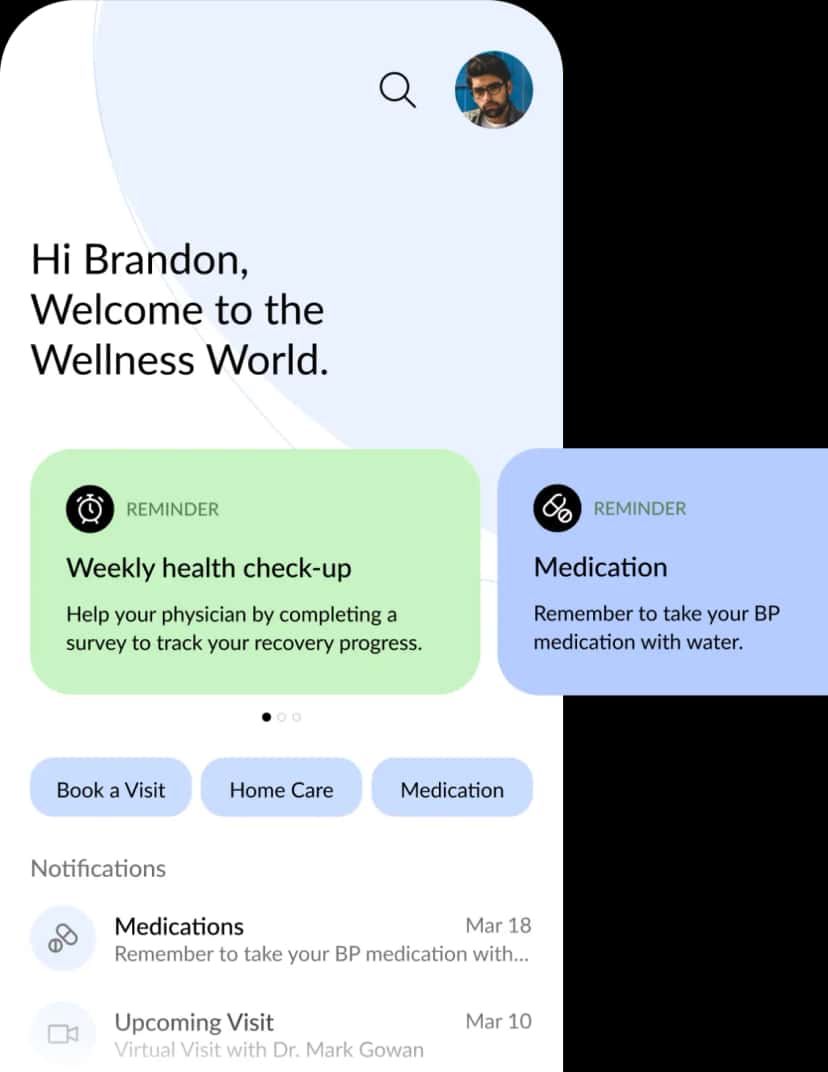 Snapshot of a telemedicine app Intro screen of a telemedicine app designed by Koru